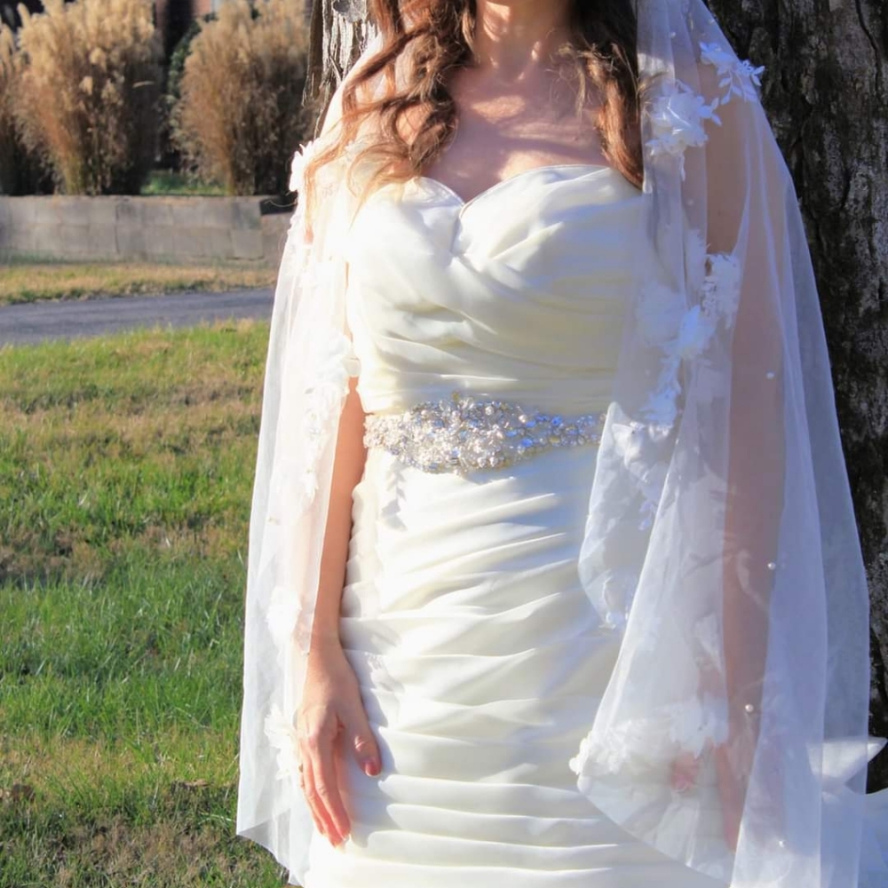 Maggie Sotero Ivory mermaid wedding dress/veil